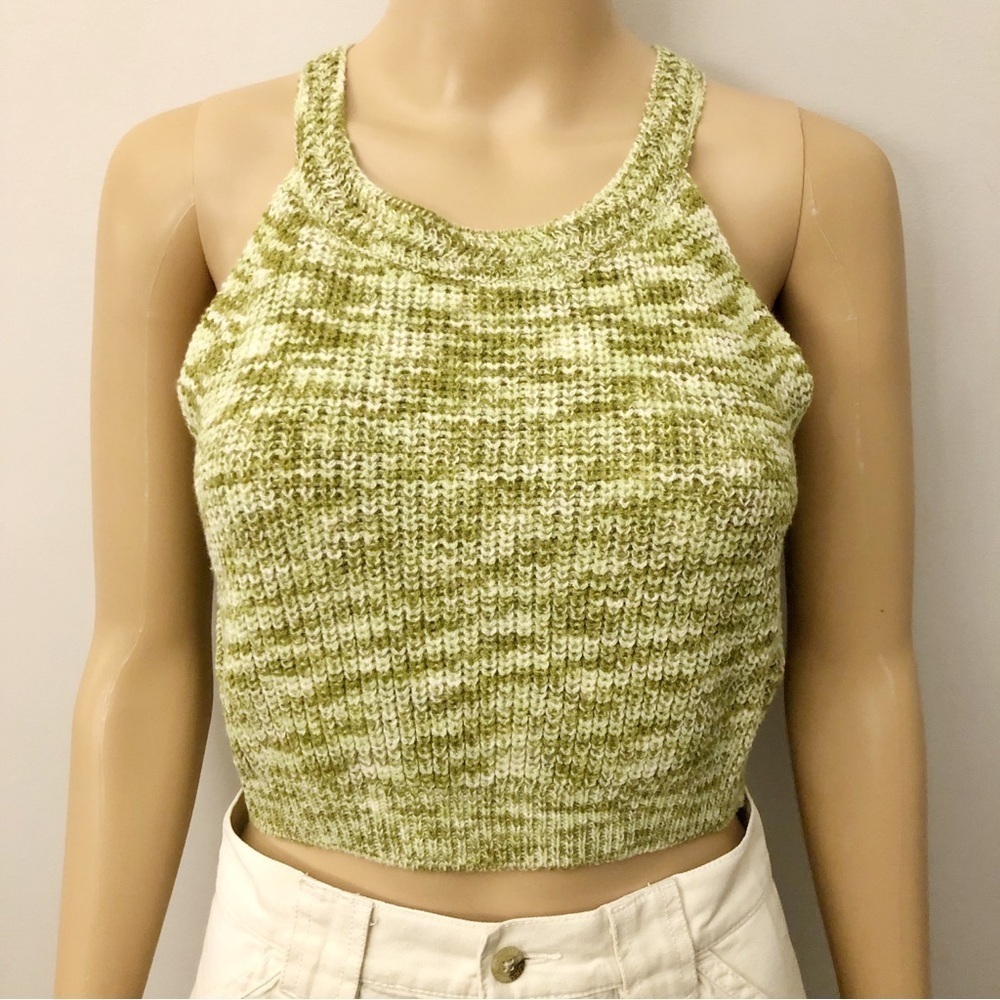 Y2K Green Festival Sexy Summer Knit Cropped Tank Top.